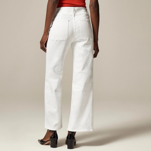 NWT!! J. CREW Slim Wide Jeans Stacked Buttons Solid White Size 30 Petite 30P - Picture 7 of 16